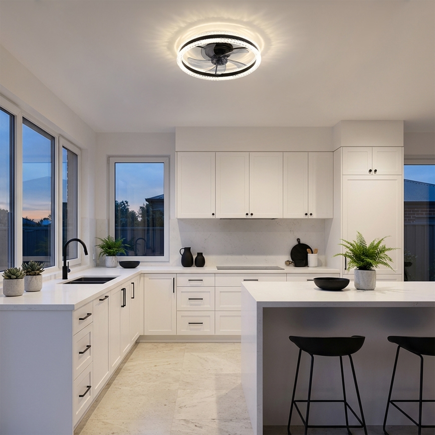 Brilagi - Димируем таванен вентилатор с LED/62W/230V, диаметър 50 см, черен + дистанционно управление