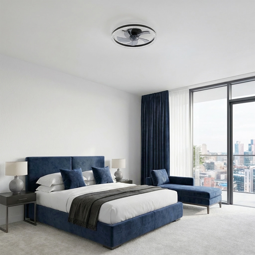 Brilagi - Димируем таванен вентилатор с LED/62W/230V, диаметър 50 см, черен + дистанционно управление