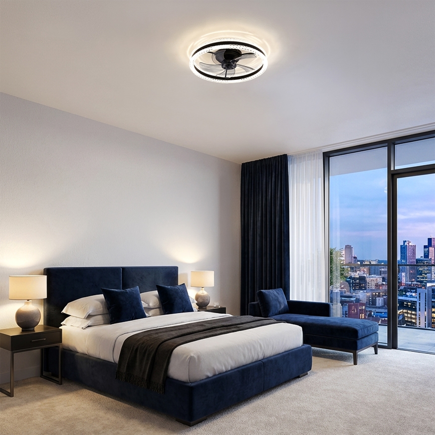 Brilagi - Димируем таванен вентилатор с LED/62W/230V, диаметър 50 см, черен + дистанционно управление