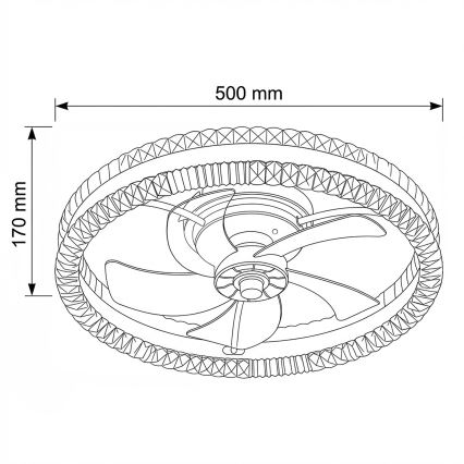 Brilagi - Димируем таванен вентилатор с LED/62W/230V, диаметър 50 см, черен + дистанционно управление