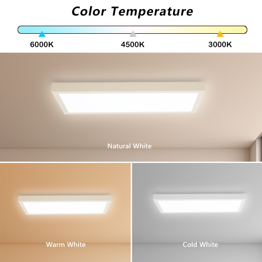 Brilagi - LED Димируем плафон за баня FRAME SMART LED/30W/230V 30x60 см 3000-6000K IP44 бял + дистанционно управление