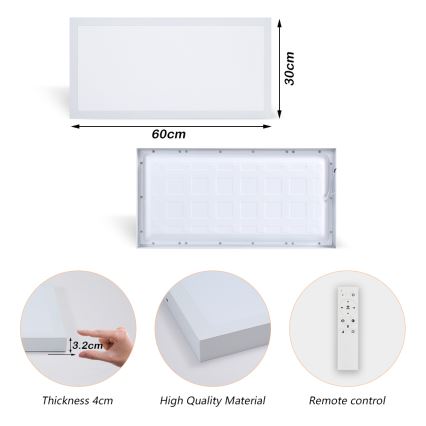 Brilagi - LED Димируем плафон за баня FRAME SMART LED/30W/230V 30x60 см 3000-6000K IP44 бял + дистанционно управление