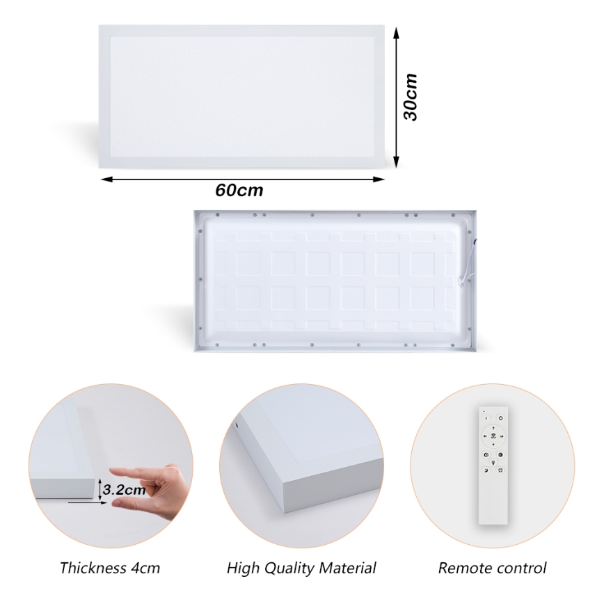 Brilagi - LED Димируем плафон за баня FRAME SMART LED/30W/230V 30x60 см 3000-6000K IP44 бял + дистанционно управление