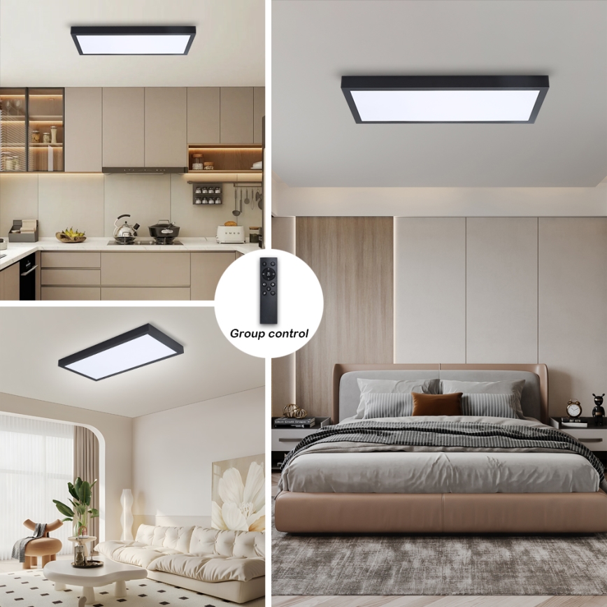 Brilagi - LED Димируем плафон за баня FRAME SMART LED/30W/230V 30x60 см 3000-6000K  IP44 черен  + дистанционно управление