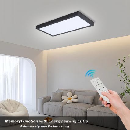 Brilagi - LED Димируем плафон за баня FRAME SMART LED/30W/230V 30x60 см 3000-6000K  IP44 черен  + дистанционно управление