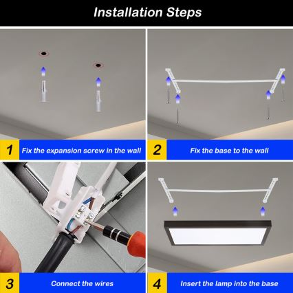 Brilagi - LED Димируем плафон за баня FRAME SMART LED/30W/230V 30x60 см 3000-6000K  IP44 черен  + дистанционно управление