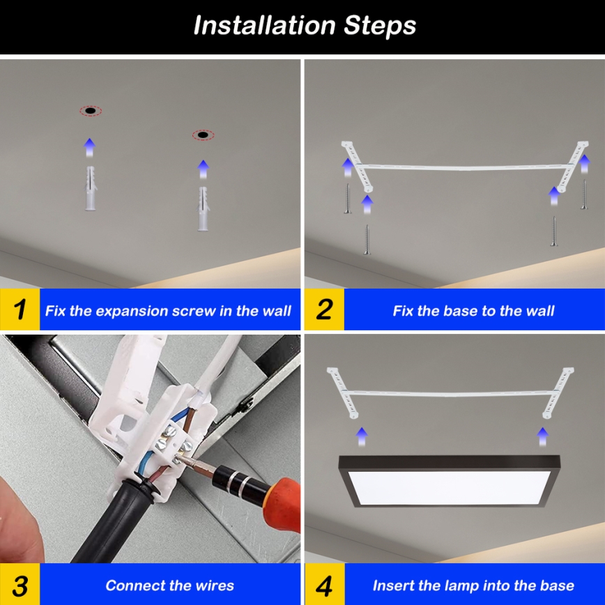 Brilagi - LED Димируем плафон за баня FRAME SMART LED/30W/230V 30x60 см 3000-6000K  IP44 черен  + дистанционно управление