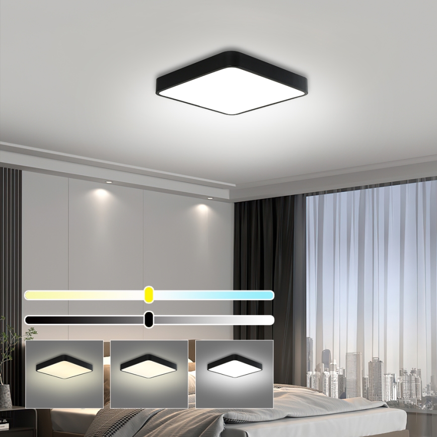 Brilagi - LED Димируем плафон POOL LED/36W/230V 3000-6000K 40x40 см черен + дистанционно управление
