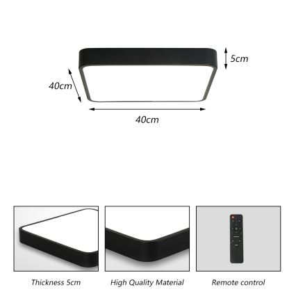 Brilagi - LED Димируем плафон POOL LED/36W/230V 3000-6000K 40x40 см черен + дистанционно управление