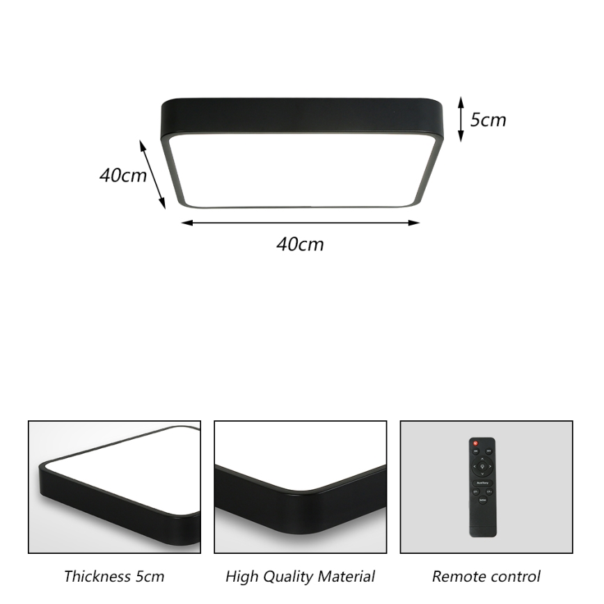 Brilagi - LED Димируем плафон POOL LED/36W/230V 3000-6000K 40x40 см черен + дистанционно управление