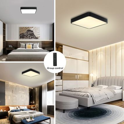 Brilagi - LED Димируем плафон POOL LED/48W/230V 3000-6000K 50x50 см черен + дистанционно управление
