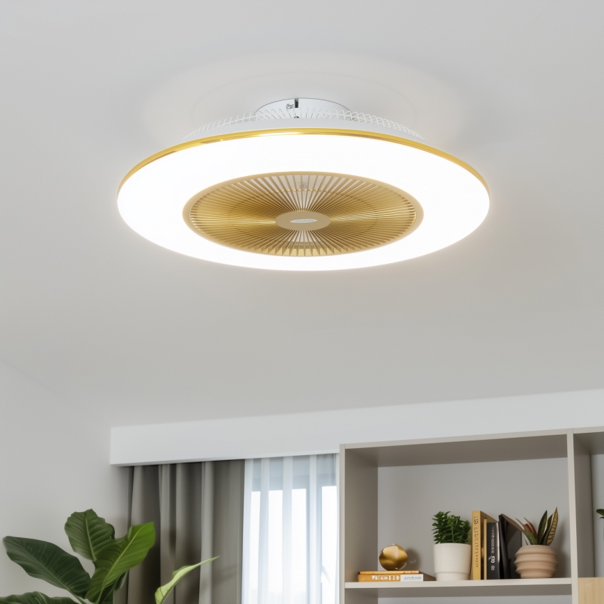 Brilagi - LED Димируема лампа с вентилатор AURA LED/38W/230V 3000-6000K златист + дистанционно управление