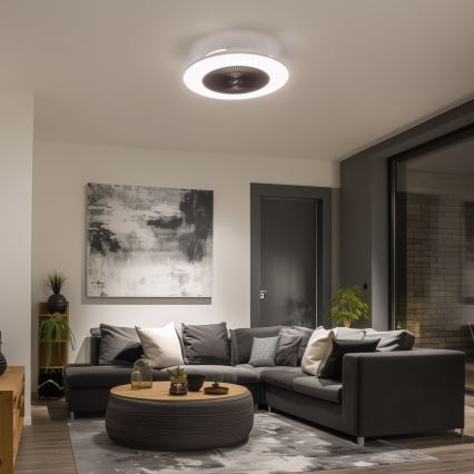 Brilagi - LED Димируема лампа с вентилатор AURA LED/38W/230V 3000-6000K черен + дистанционно управление