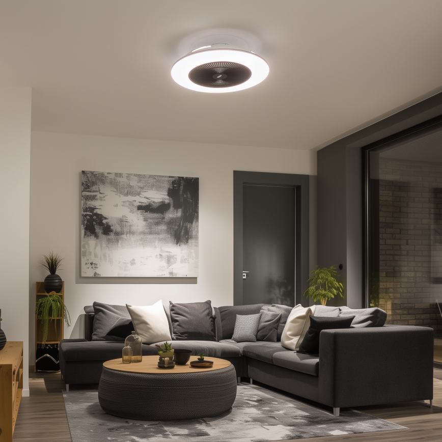 Brilagi - LED Димируема лампа с вентилатор AURA LED/38W/230V 3000-6000K черен + дистанционно управление
