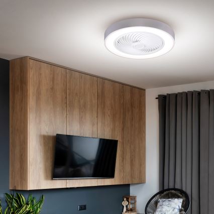 Brilagi - LED Димируем плафон с вентилатор LED/30W/230V 3000-6500K бял + дистанционно управление