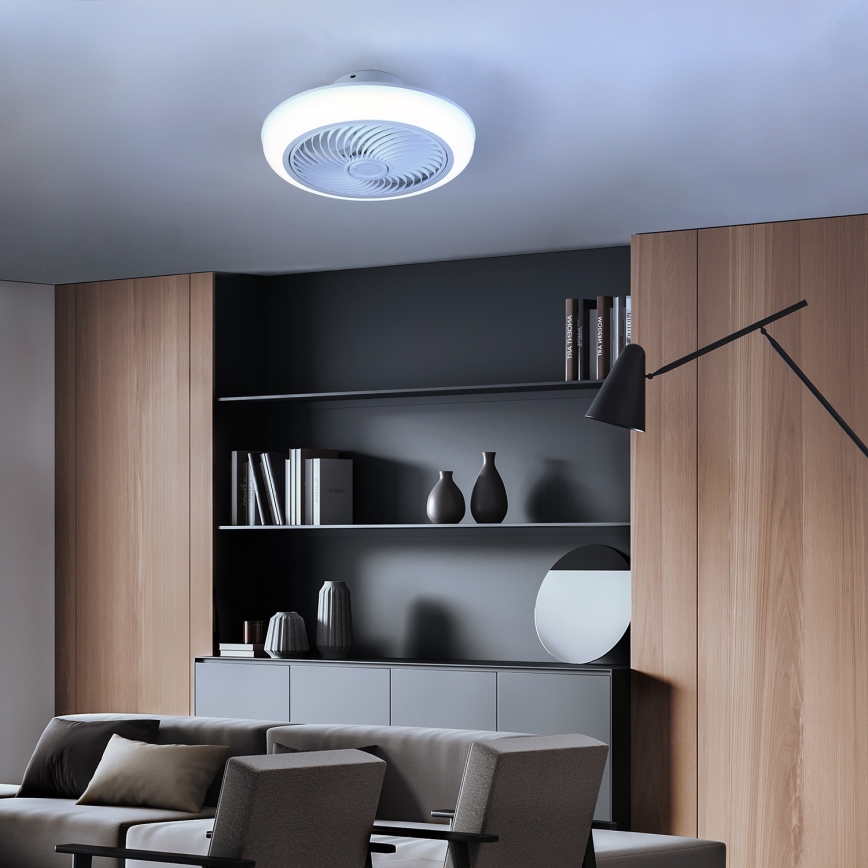 Brilagi - LED Димируем плафон с вентилатор LED/30W/230V 3000-6500K бял + дистанционно управление