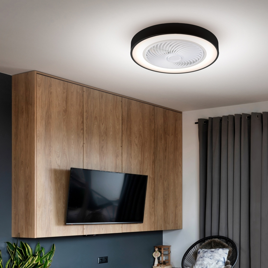 Brilagi - LED Димируем плафон с вентилатор LED/30W/230V 3000-6500K черен + дистанционно управление