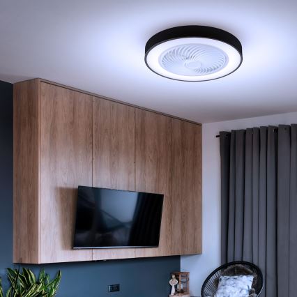 Brilagi - LED Димируем плафон с вентилатор LED/30W/230V 3000-6500K черен + дистанционно управление