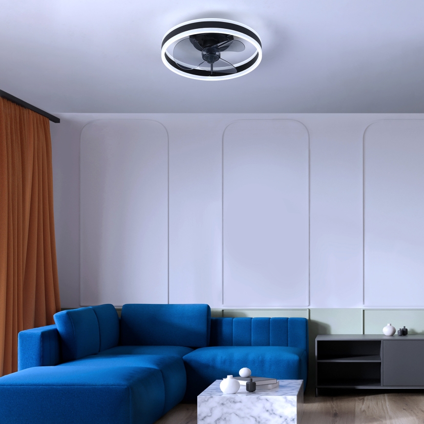 Brilagi - LED Димируем плафон с вентилатор LED/30W/230V 3000-6500K черен + дистанционно управление
