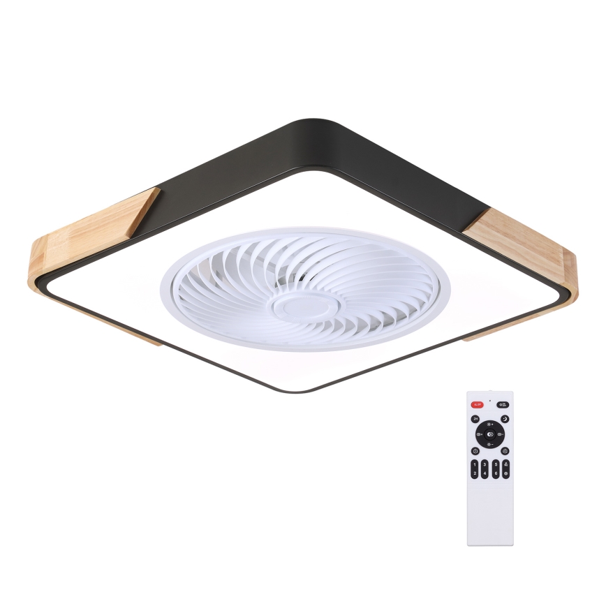 Brilagi - LED Димируем плафон с вентилатор LED/30W/230V 3000-6500K черен/дъб + дистанционно управление