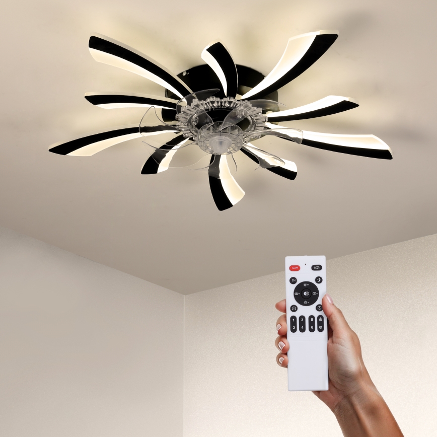 Brilagi - LED Димируем плафон с вентилатор LED/50W/230V 3000-6500K черен + дистанционно управление