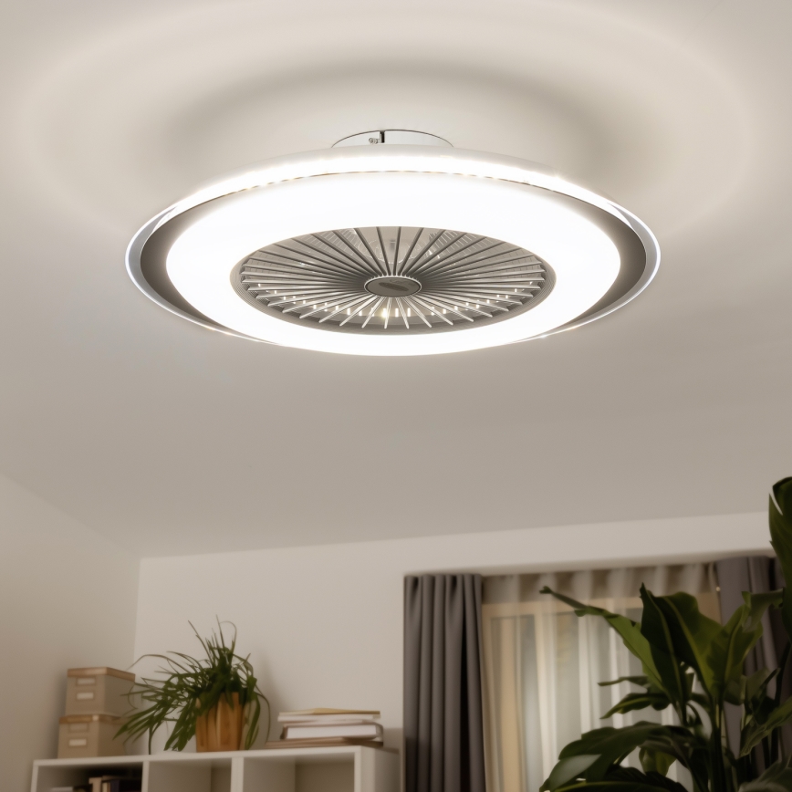 Brilagi - LED Димируема лампа с вентилатор RONDA LED/48W/230V 3000-6000K сребриста + дистанционно управление