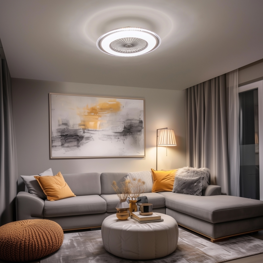Brilagi - LED Димируема лампа с вентилатор RONDA LED/48W/230V 3000-6000K сребриста + дистанционно управление