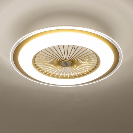 Brilagi - LED Димируема лампа с вентилатор RONDA LED/48W/230V 3000-6000K златист + дистанционно управление