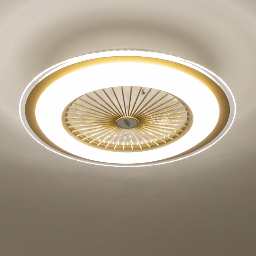 Brilagi - LED Димируема лампа с вентилатор RONDA LED/48W/230V 3000-6000K златист + дистанционно управление