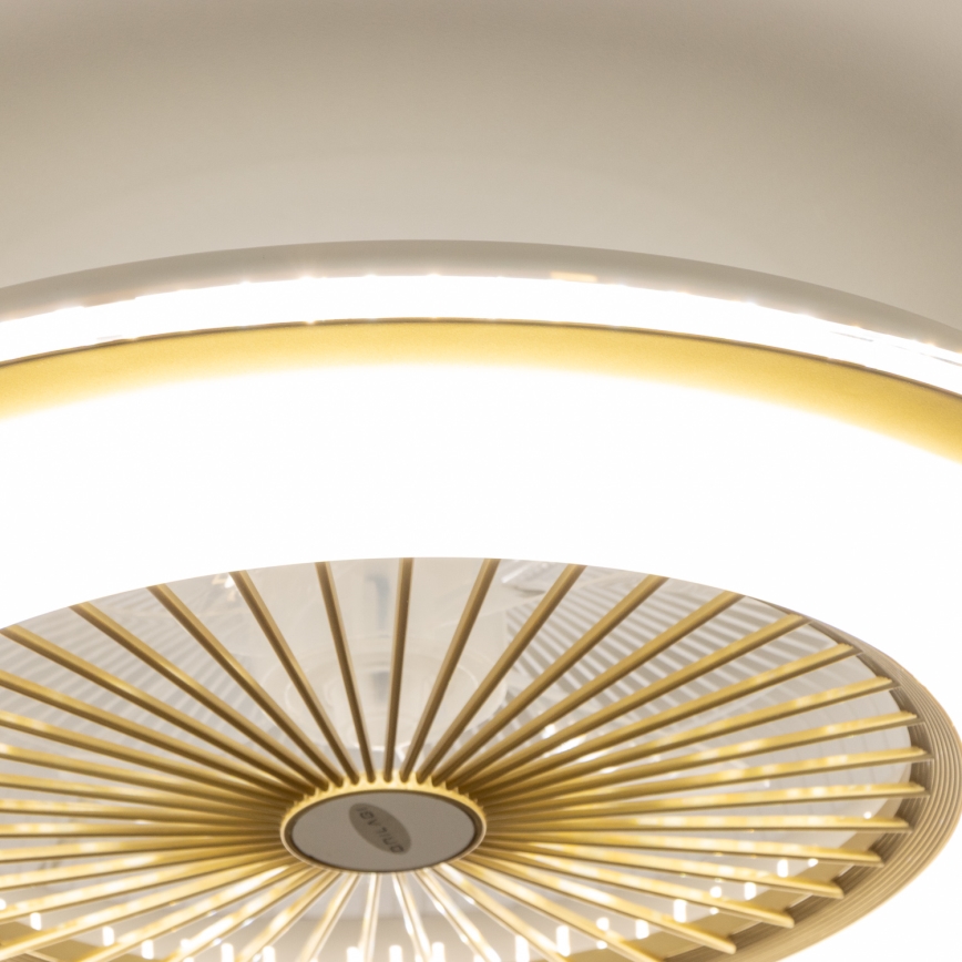 Brilagi - LED Димируема лампа с вентилатор RONDA LED/48W/230V 3000-6000K златист + дистанционно управление