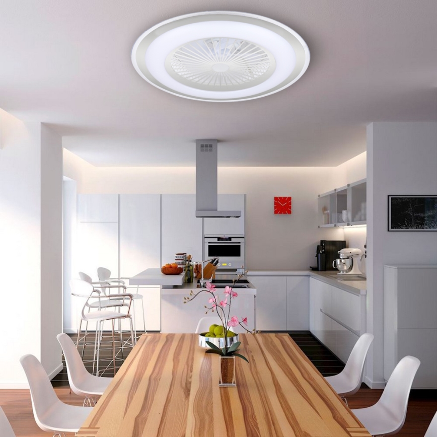 Brilagi - LED Димируема лампа с вентилатор RONDA LED/65W/230V 3000-6500K сребриста + дистанционно