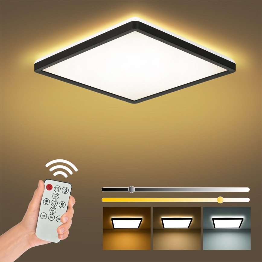 Brilagi - LED Димируем плафон ULTRA SLIM LED/18W/230V 2700-6500K 30x30 см черен + дистанционно управление