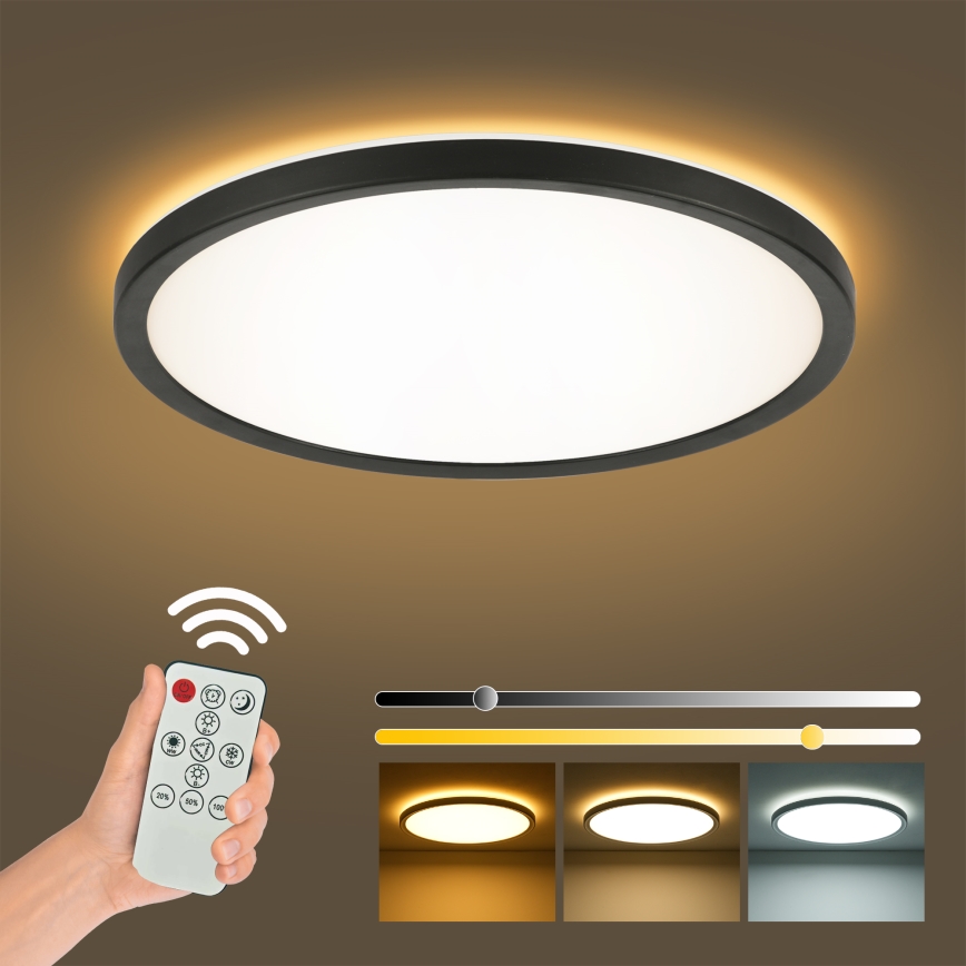 Brilagi - LED Димируем плафон ULTRA SLIM LED/18W/230V 2700-6500K Ø 30 см черен + дистанционно управление