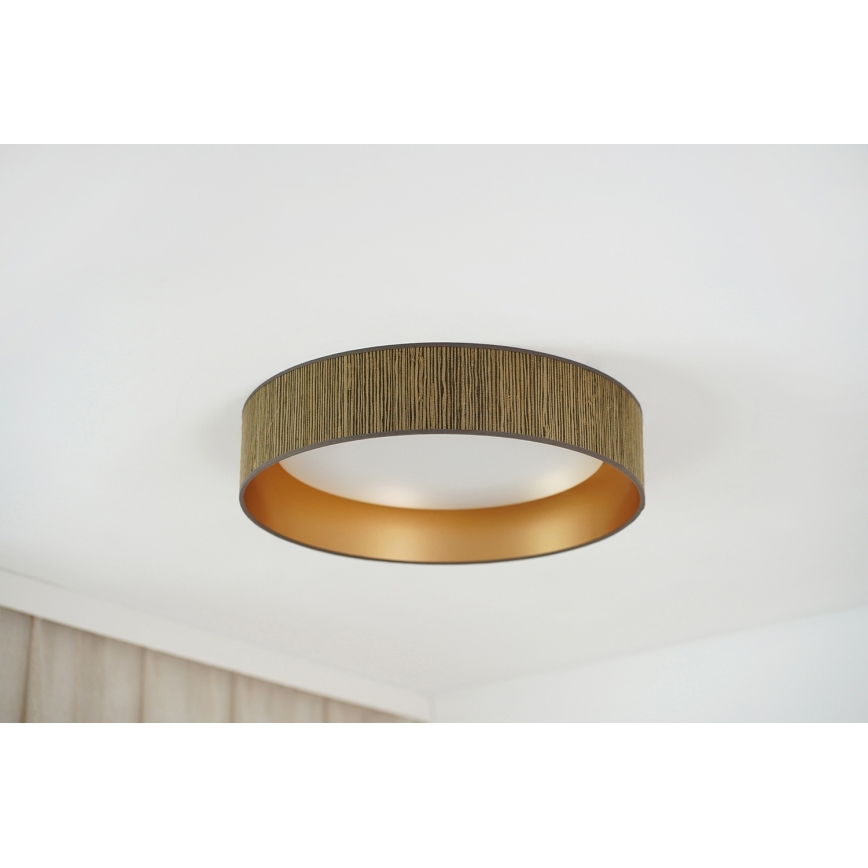 Brilagi - LED Димируем плафон VEGAS SHINE LED/24W/230V 3000/4000/6500K слама кафяв/златист + дистанционно управление