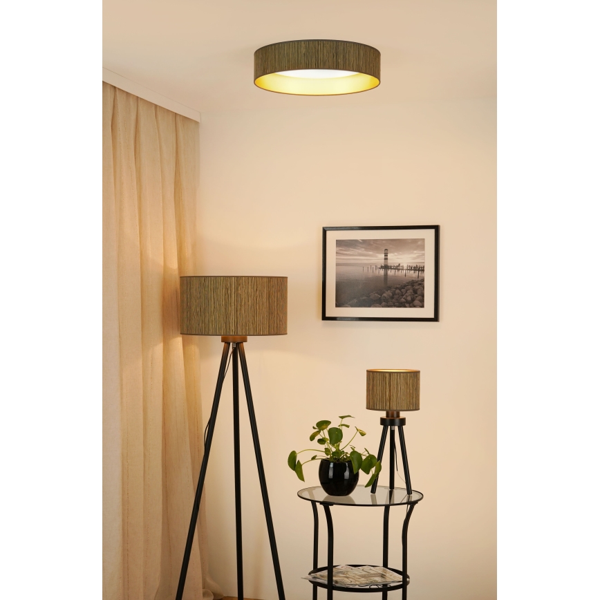 Brilagi - LED Димируем плафон VEGAS SHINE LED/24W/230V 3000/4000/6500K слама кафяв/златист + дистанционно управление