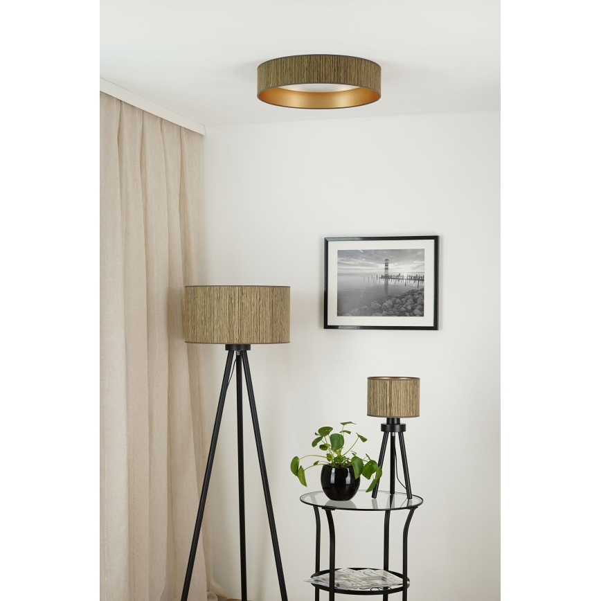 Brilagi - LED Димируем плафон VEGAS SHINE LED/24W/230V 3000/4000/6500K слама кафяв/златист + дистанционно управление