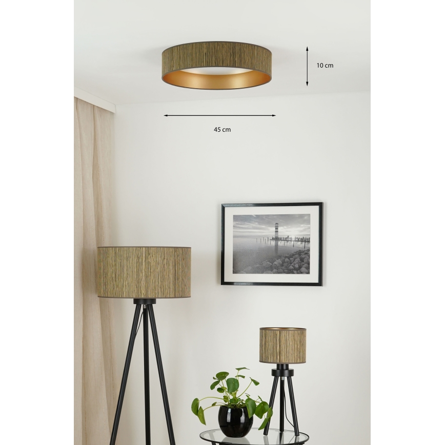 Brilagi - LED Димируем плафон VEGAS SHINE LED/24W/230V 3000/4000/6500K слама кафяв/златист + дистанционно управление
