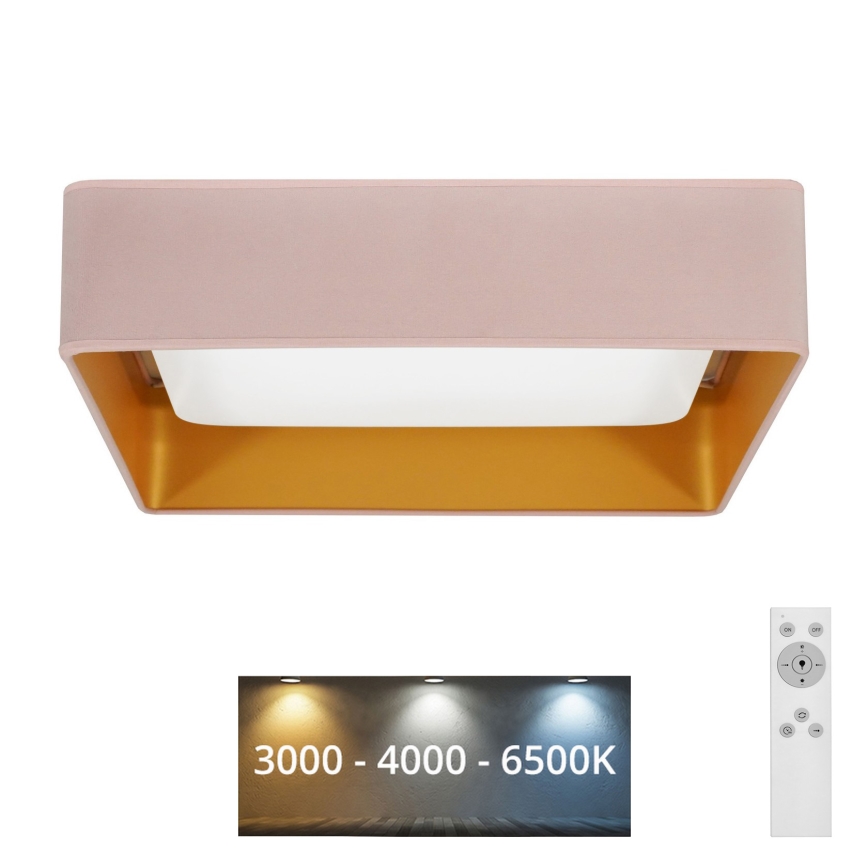 Brilagi - LED Димируем плафон VELVET SQUARE LED/24W/230V 3000/4000/6500K + дистанционно управление розов
