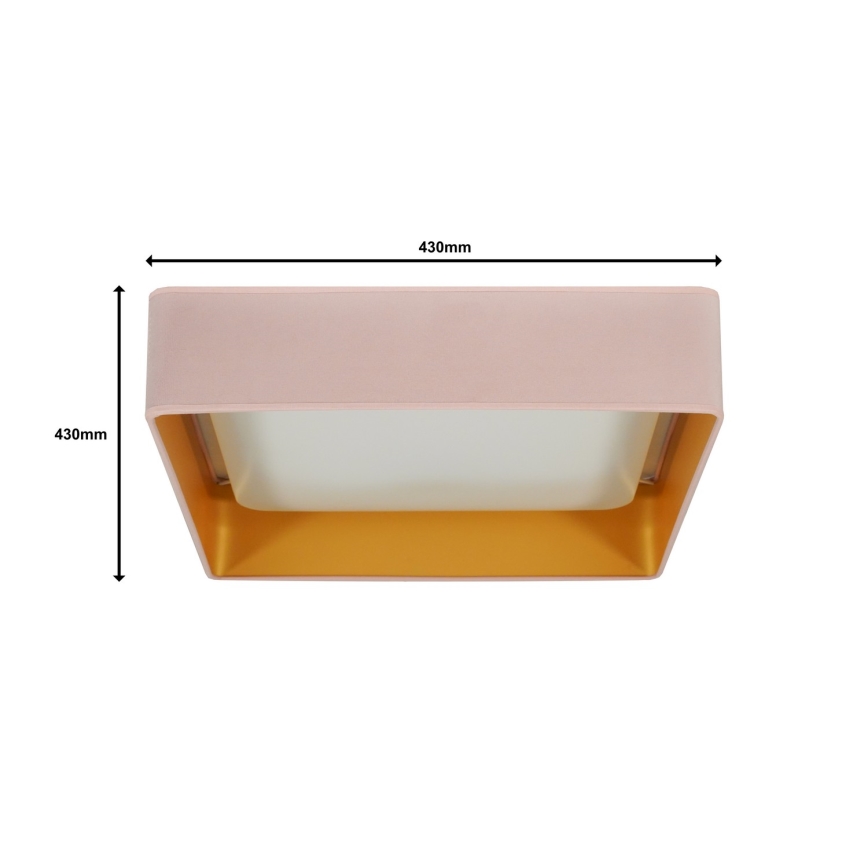 Brilagi - LED Димируем плафон VELVET SQUARE LED/24W/230V 3000/4000/6500K + дистанционно управление розов