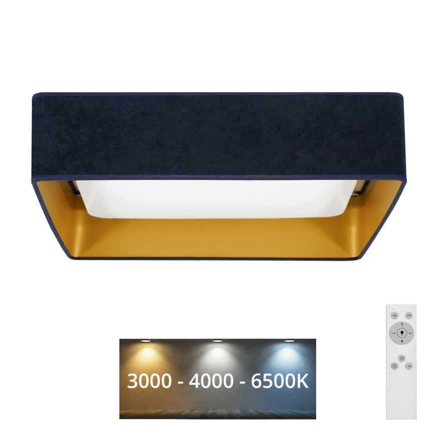 Brilagi - LED Димируем плафон VELVET SQUARE LED/24W/230V 3000/4000/6500K + дистанционно управление тъмносин