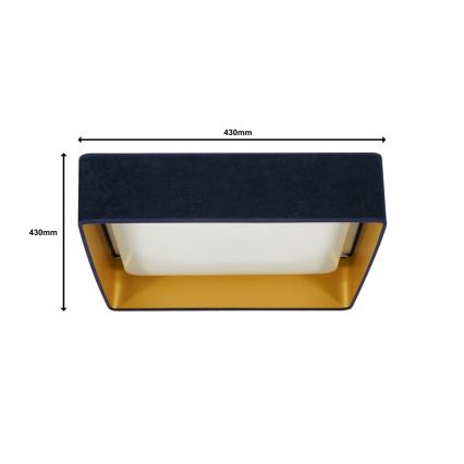 Brilagi - LED Димируем плафон VELVET SQUARE LED/24W/230V 3000/4000/6500K + дистанционно управление тъмносин