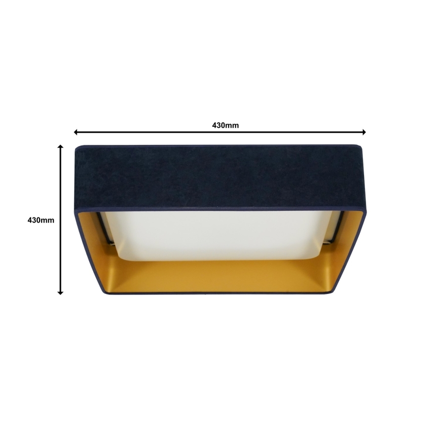 Brilagi - LED Димируем плафон VELVET SQUARE LED/24W/230V 3000/4000/6500K + дистанционно управление тъмносин