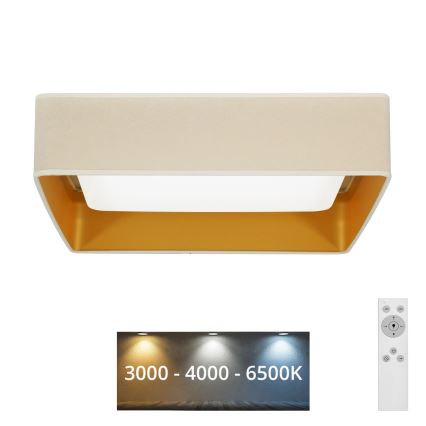 Brilagi - LED Димируем плафон VELVET SQUARE LED/24W/230V 3000/4000/6500K + дистанционно управление кремав