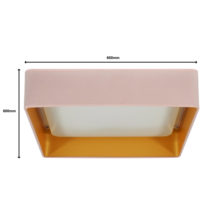Brilagi - LED Димируем плафон VELVET SQUARE SMART LED/36W/230V 2700-6500K Wi-Fi Tuya + дистанционно управление розов