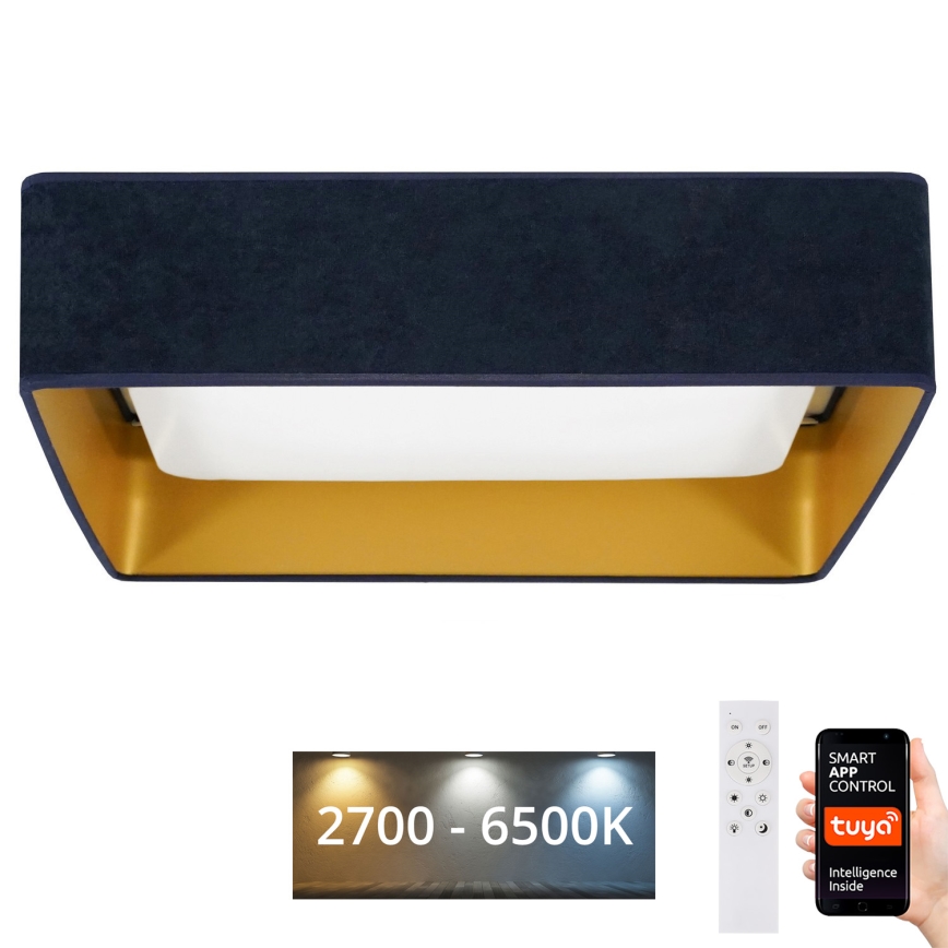 Brilagi - LED Димируем плафон VELVET SQUARE SMART LED/36W/230V 2700-6500K Wi-Fi Tuya + дистанционно управление тъмносин