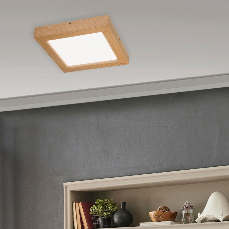 Brilagi - LED Димируем плафон за баня WOODY FRAME LED/24W/230V дъб 30x30 см 3000-6000K IP44 + дистанционно управление