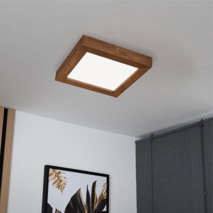 Brilagi - LED Димируем плафон за баня WOODY FRAME LED/24W/230V дъб череша 30x30 см 3000-6000K IP44 + дистанционно управление