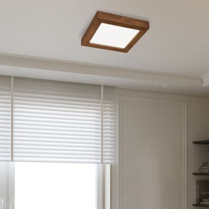 Brilagi - LED Димируем плафон за баня WOODY FRAME LED/24W/230V дъб череша 30x30 см 3000-6000K IP44 + дистанционно управление