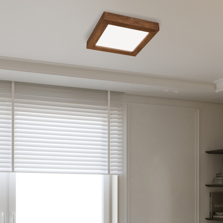 Brilagi - LED Димируем плафон за баня WOODY FRAME LED/24W/230V дъб череша 30x30 см 3000-6000K IP44 + дистанционно управление