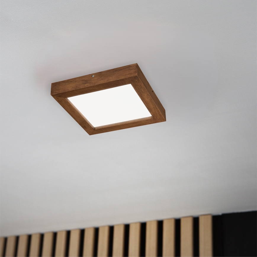 Brilagi - LED Димируем плафон за баня WOODY FRAME LED/24W/230V дъб череша 30x30 см 3000-6000K IP44 + дистанционно управление